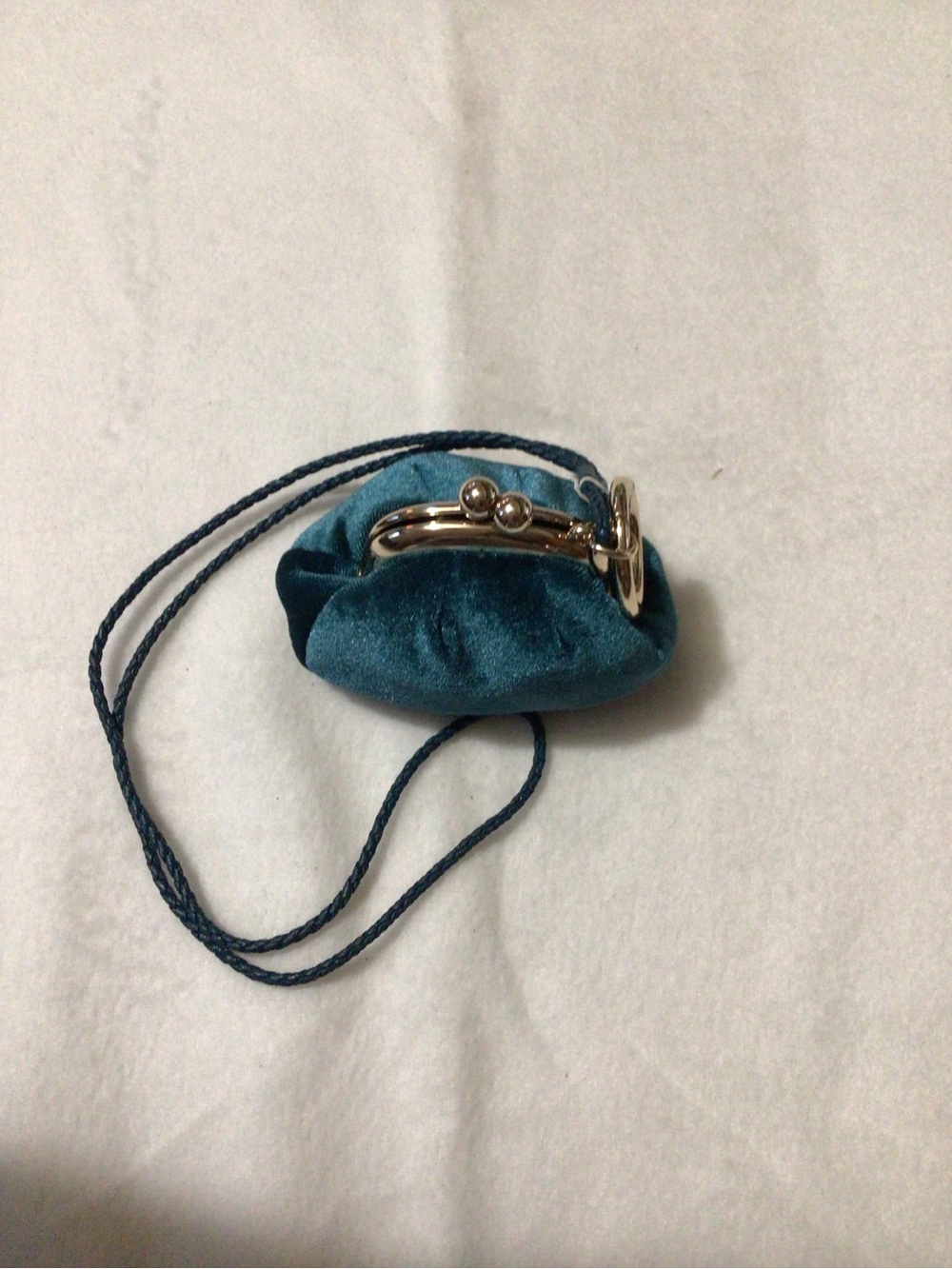 Teal Velvet Drawstring Wristlet Bag